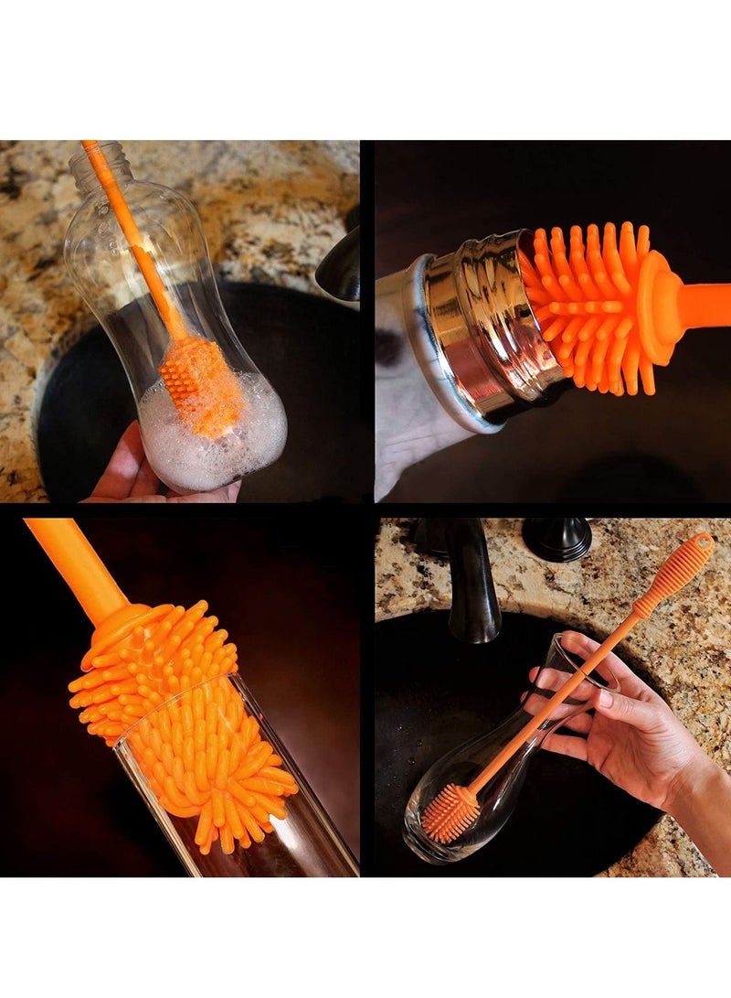 Silicone Bottle Brush - One 12.5" Bottle Cleaner for your  Sports Bottle Vase and Glassware - Best Antibacterial Water Bottle Cleaning Brush for Washing Narrow Neck Containers - Image 5