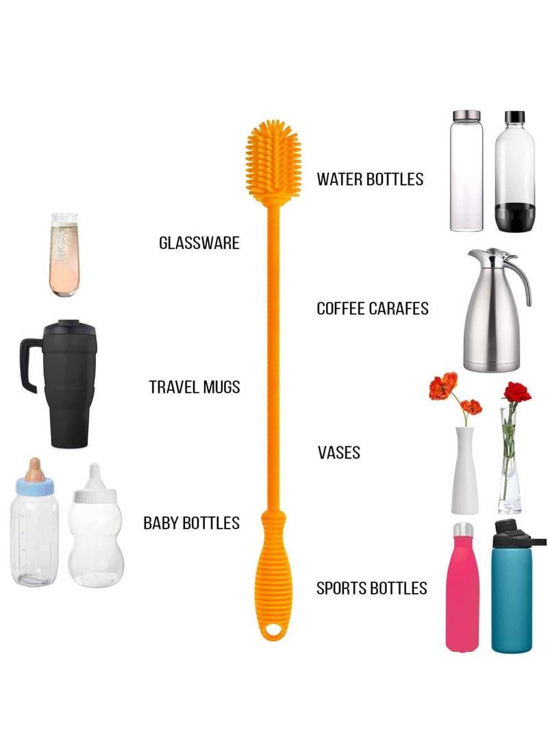 Silicone Bottle Brush - One 12.5" Bottle Cleaner for your  Sports Bottle Vase and Glassware - Best Antibacterial Water Bottle Cleaning Brush for Washing Narrow Neck Containers - Image 3