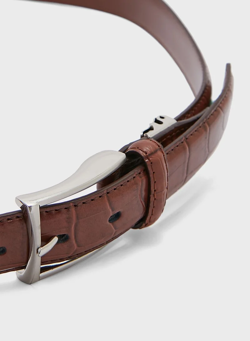 Robert Wood Genuine Leather Croc Formal Belt