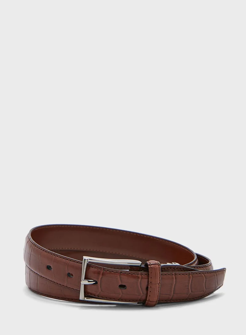 Robert Wood Genuine Leather Croc Formal Belt