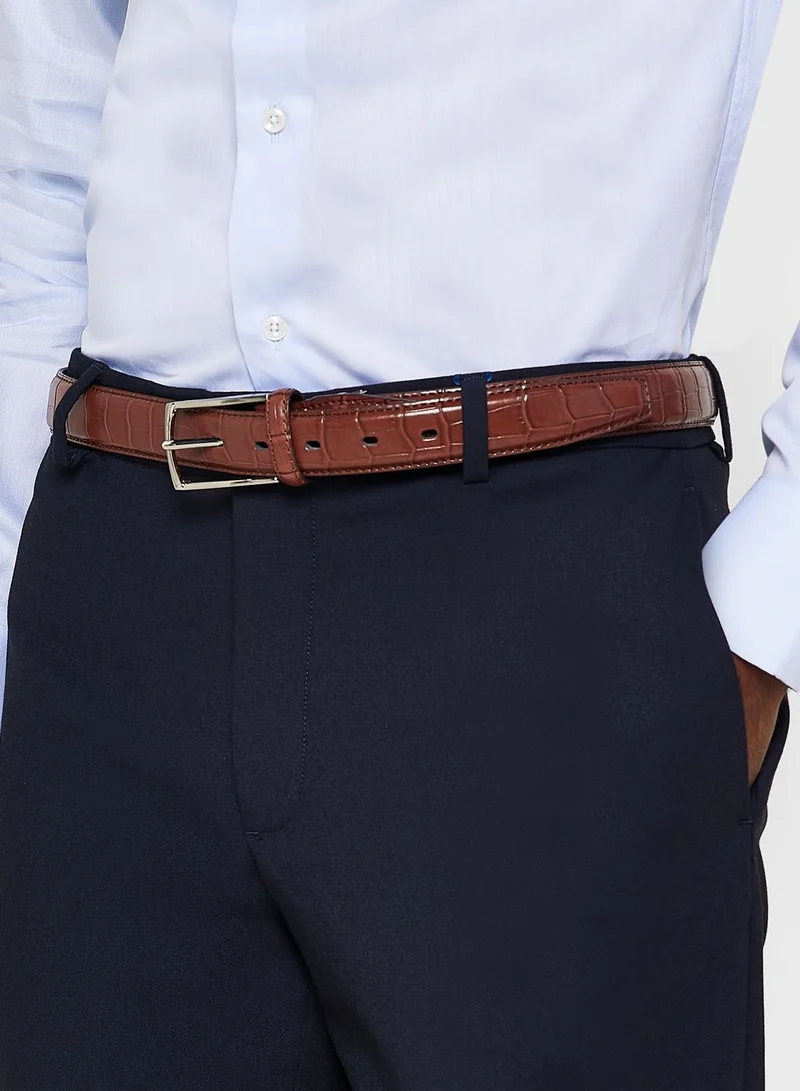 Robert Wood Genuine Leather Croc Formal Belt