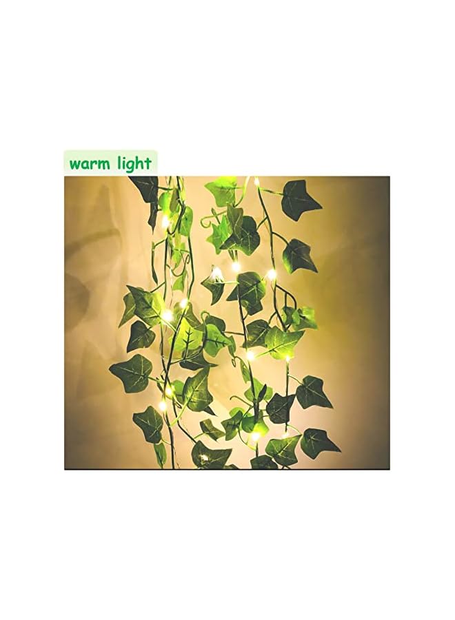 The Bros أضواء خيوط اللبلاب الاصطناعي، حزمة واحدة من إكليل أوراق خضراء مع أضواء LED، نباتات متدلية مزيفة لأضواء الليل السحرية لتزيين المنزل وحفلات الزفاف والمناسبات (10م 100LED) - Image 3