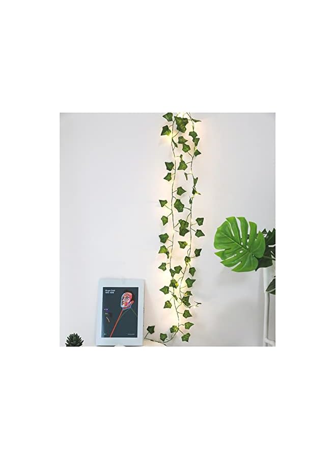 The Bros أضواء خيوط اللبلاب الاصطناعي، حزمة واحدة من إكليل أوراق خضراء مع أضواء LED، نباتات متدلية مزيفة لأضواء الليل السحرية لتزيين المنزل وحفلات الزفاف والمناسبات (10م 100LED) - Image 2