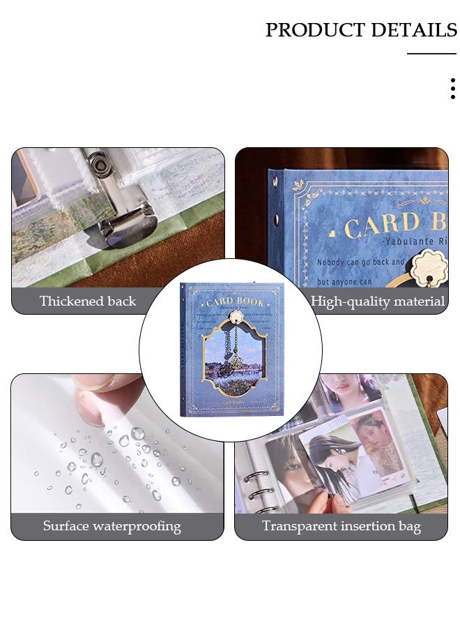 DUNISO ألبوم بطاقات الصور A5، ألبومات قابلة للتعديل 3D مجوفة عتيقة 6 حلقات، كتاب جمع بطاقات الصور، كتاب جمع بطاقات الصور القابل لإعادة التعبئة 6 حلقات 4 جيوب لحماية البطاقات - Image 5