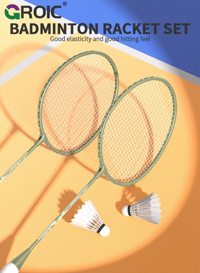 GROIC Badminton Set with Net, 2.7m Wide 1.5m High Portable Net and 2 Lightweight Racquets, All-in-One Outdoor and Indoor Game for Backyard Park Family Play, Badminton Rackets Set with Badminton Net - Green - Image 5