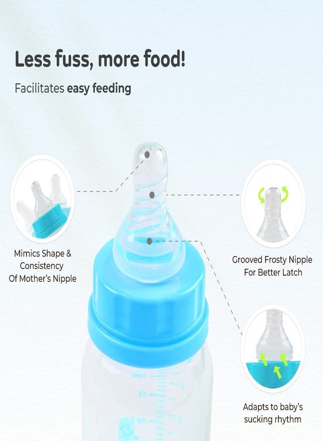 Mylo Baby Feeding Bottle (125ml + 250ml) for New Born Baby | Anti Colic & BPA Free Feeding Bottles | Feels Natural Baby Bottle | Easy Flow Neck Design- Sea Green + Sky Blue - Image 3