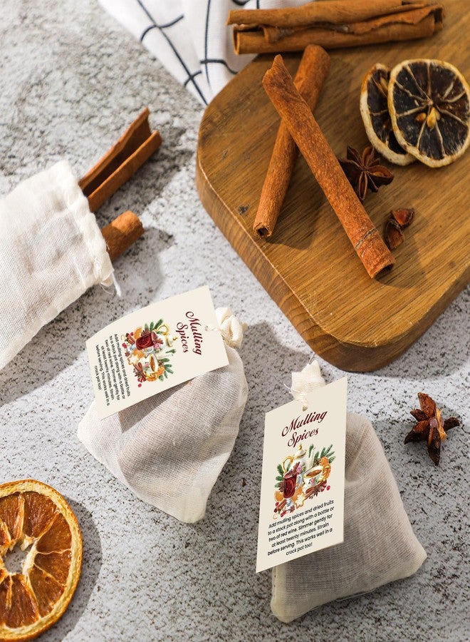 SilTriangle 40 Sets Mulling Spices Bags Kit 40 Cotton Filter Bags 40 Tea Bag Cards Mulling Spice Storage Without Spices for Apple Cider Mulled Wine Glühwein Hot Toddy Christmas Winter Holiday Drinks - Image 4