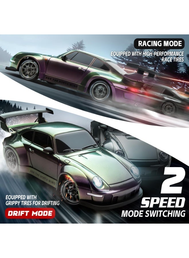 ال لايف سيارة دريفت تعمل بالتحكم عن بعد، بمقياس 1:24 مع أضواء LED، سيارات عالية السرعة تعمل بالتحكم عن بعد بتردد 2.4 جيجاهرتز وسرعة 20 كم/ساعة، إطارات دريفت وبطاريتان، فكرة لعبة سباق رياضية هدية للبالغين والأولاد والبنات والأطفال - Image 4