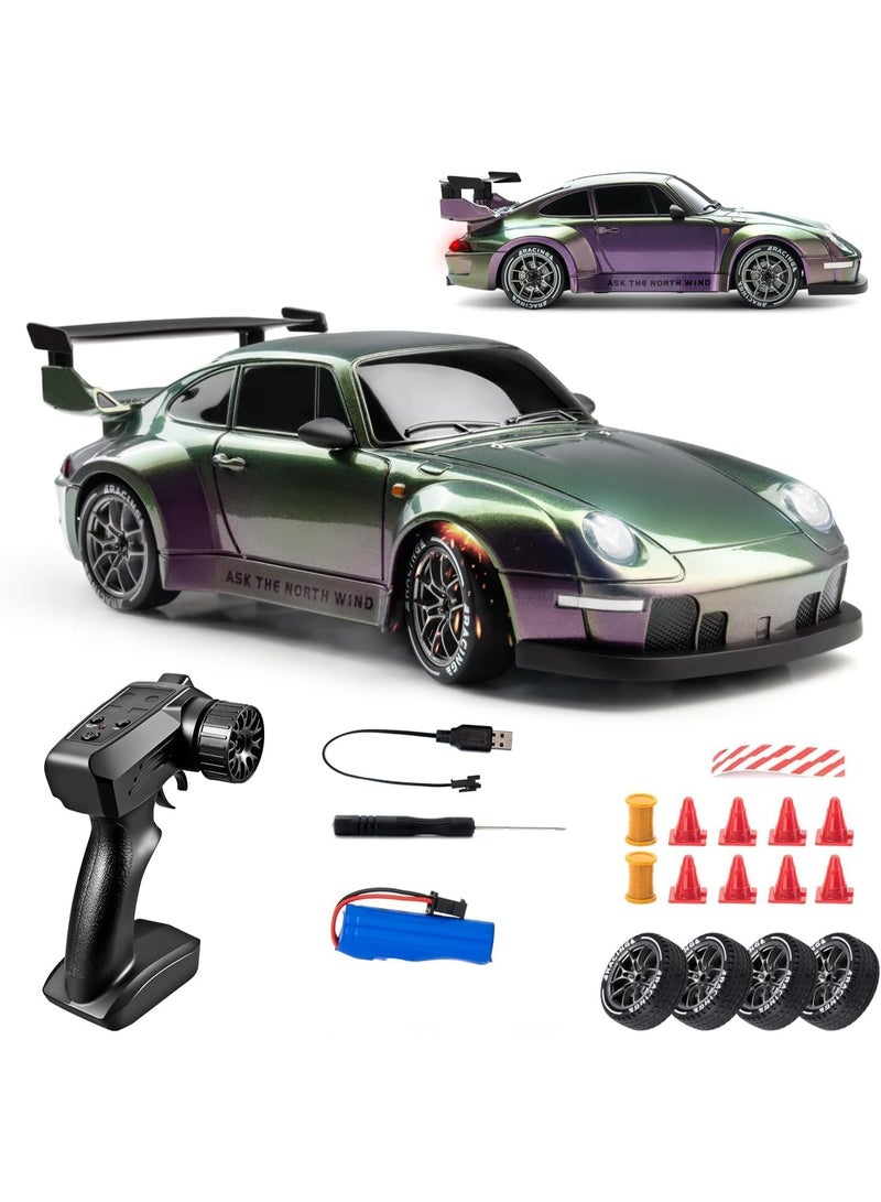 Al LIFE RC Drift Car, 1:24 Scale Remote Control Vehicle with LED Lights, 2.4GHz 20KM/H 4WD High Speed RC Cars, Drifting Tires＆Two Batteries, Racing Sports Toy Idea Gift for Adults Boys Girls and Kids - Image 1
