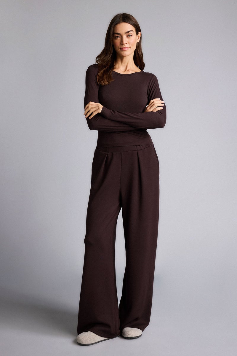 DeFacto Brown Woman Crew Neck Long Sleeve Top Casual - Image 2