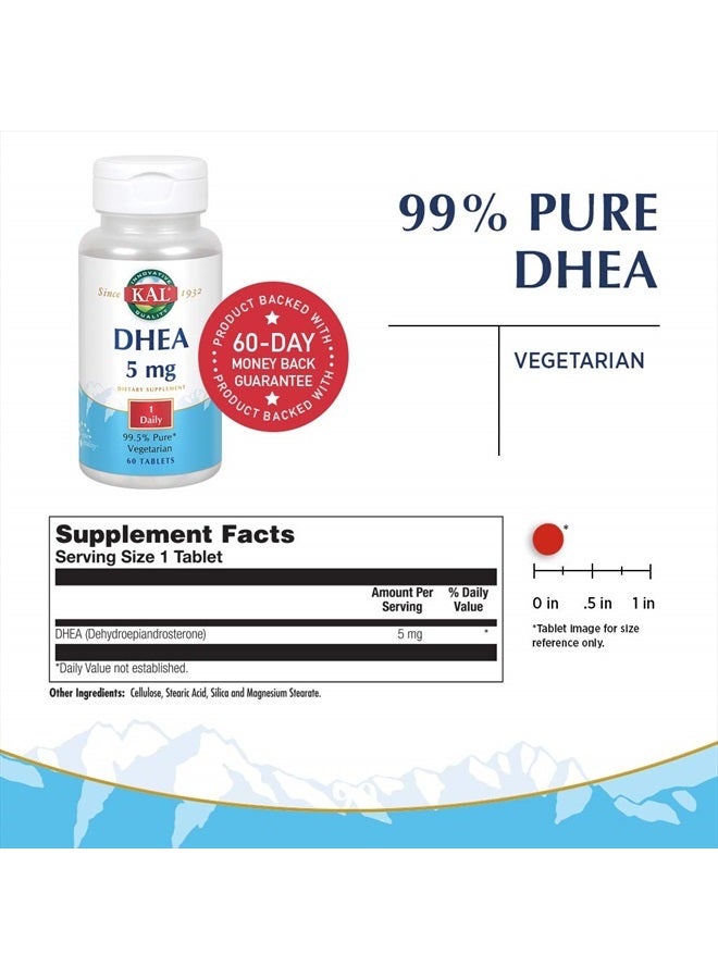 KAL DHEA-5 Tablets, 5mg, 60 Count - Image 2