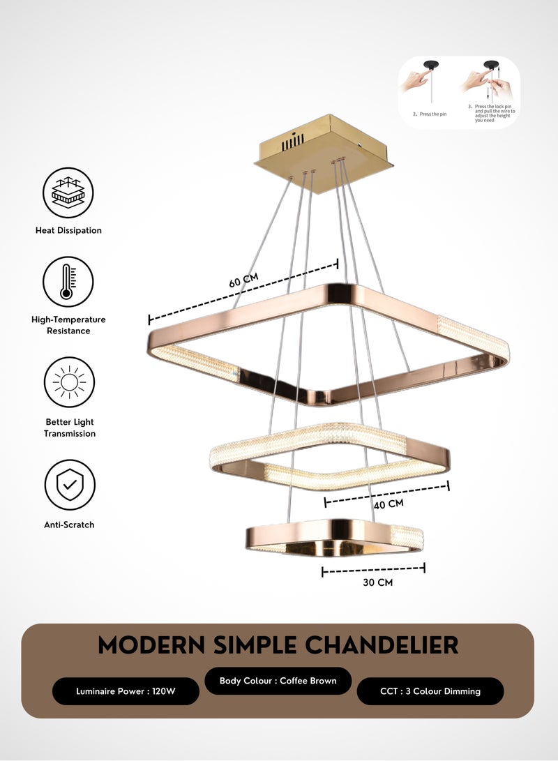 Vmax Modern LED Chandelier Ceiling Light – Pendant Lighting for Dining Room, Bedroom, Kitchen Island, Living Room | 1/2/3 Layer – Aluminum & Silicone – WH/GD Surface (3 LAYER - 60+40+30cm - 120W) - Image 2
