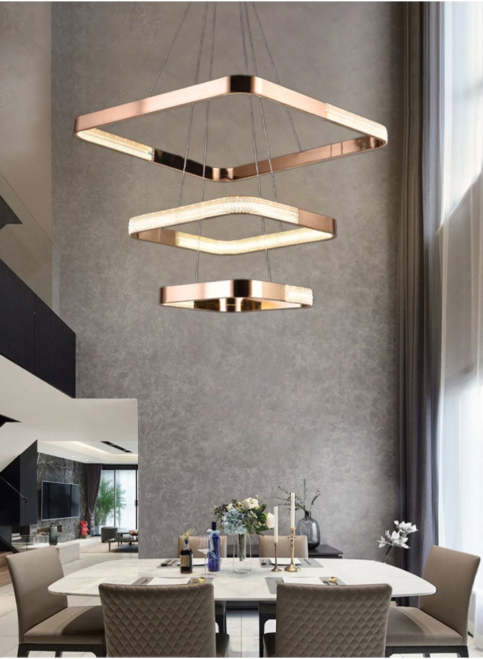 Vmax Modern LED Chandelier Ceiling Light – Pendant Lighting for Dining Room, Bedroom, Kitchen Island, Living Room | 1/2/3 Layer – Aluminum & Silicone – WH/GD Surface (3 LAYER - 60+40+30cm - 120W) - Image 4