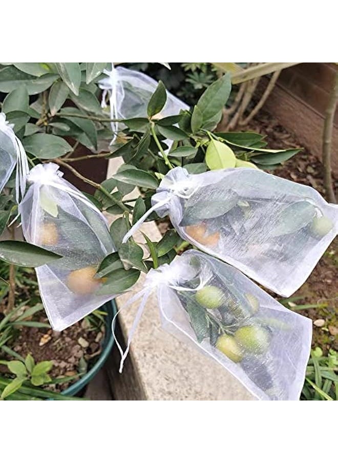 Generic 100 Pcs Penetrating Light Fruit Protection Bags- 8x12 Inch Organza Fruit Netting Barrier Bags,Garden Plant Fruit Mesh Bags with Drawstring  - Image 4