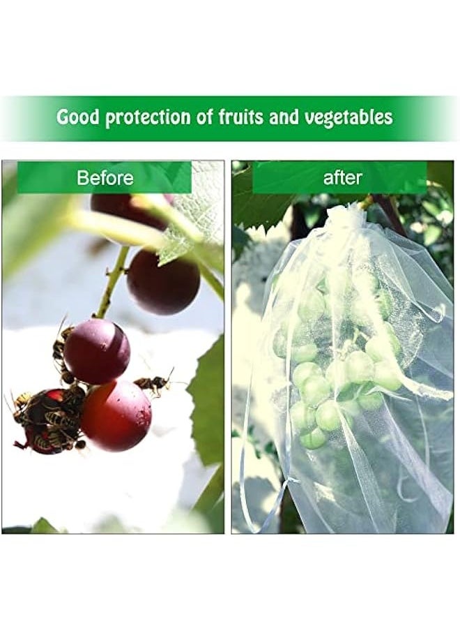 Generic 100 Pcs Penetrating Light Fruit Protection Bags- 8x12 Inch Organza Fruit Netting Barrier Bags,Garden Plant Fruit Mesh Bags with Drawstring  - Image 3