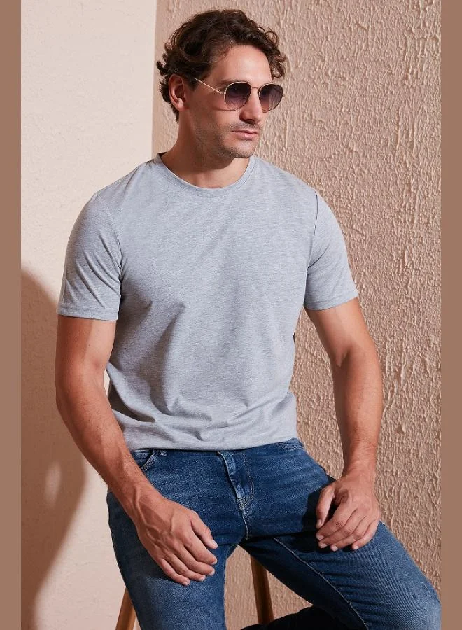 بوراتي تي شيرت رجالي قطن بياقة دائرية بقصة عادية من بوراتي