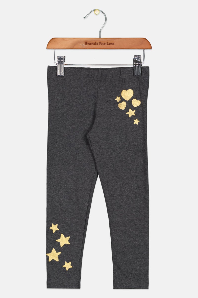 Hamleys Toddlers Girl Graphic Print Leggings, Dark Grey - Image 1