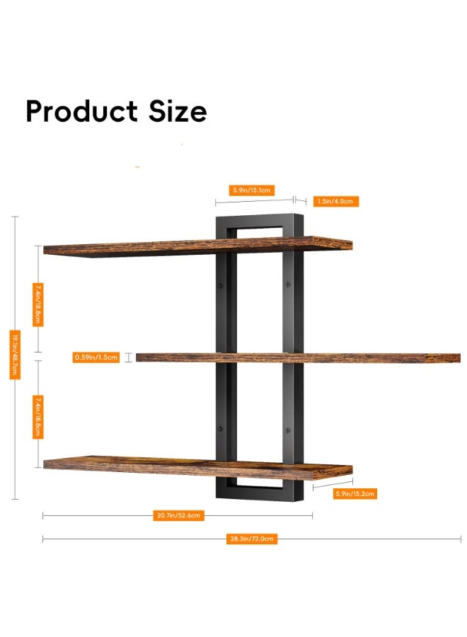 أفضل YK رفوف طافية حديثة مثبتة على الحائط -حامل عرض خشبي ثلاثي الطبقات لغرفة المعيشة، وغرفة النوم، أو المكتب -منظم رفوف الحائط الأنيق للكتب والصور، وبني الديكور - Image 3