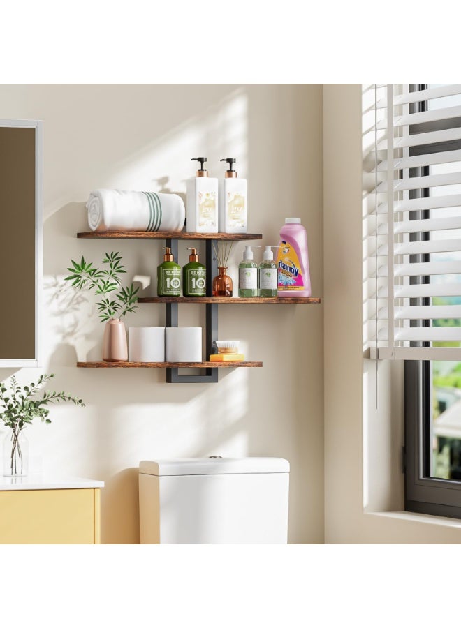 أفضل YK رفوف طافية حديثة مثبتة على الحائط -حامل عرض خشبي ثلاثي الطبقات لغرفة المعيشة، وغرفة النوم، أو المكتب -منظم رفوف الحائط الأنيق للكتب والصور، وبني الديكور - Image 4