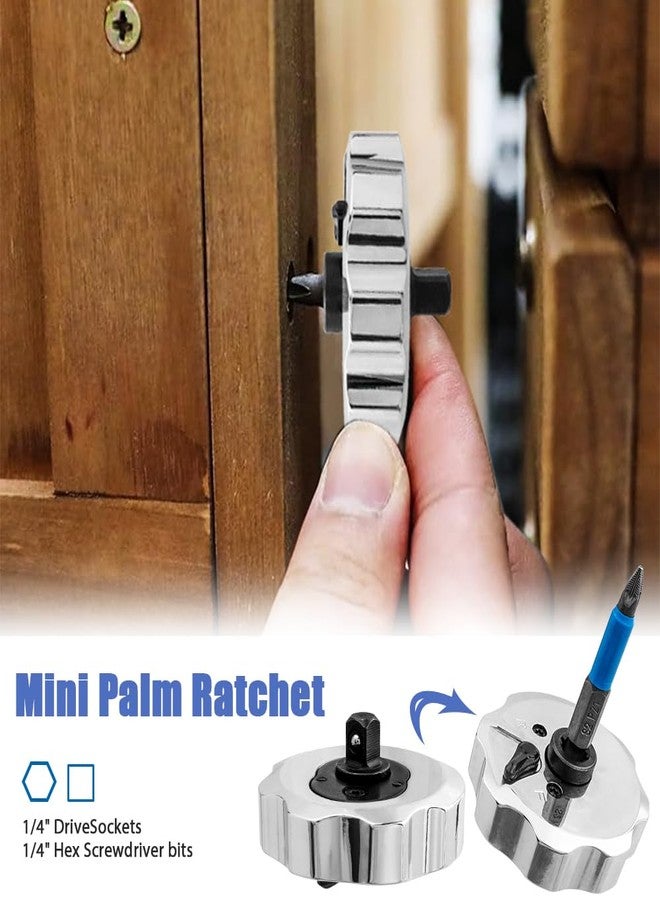 Mesee 3 In 1 Palm Ratchet 1/4" Drive Finger Ratchet Reversible Thumb Ratchet Wrench Mini Reversing Thumbwheel Ratcheting Screwdriver Socket Wrench Tool - Image 5