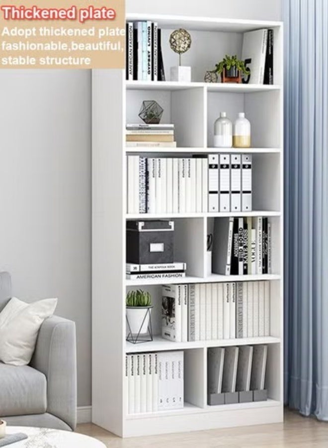 fashionhome 5 Tiers Multifunction Storage Adjustable Creative Style Book Shelves Modern Tall Bookcase Display 15mm Thick Wood Furniture Storage Rack for Bedroom Living Room and Home Office 60x24x180 cm - Image 2