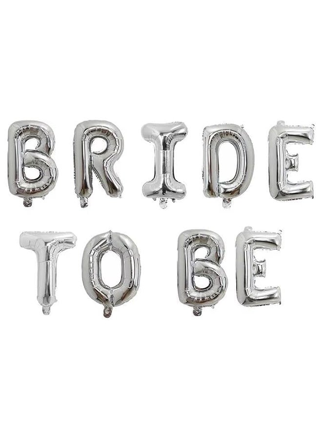 BRIDE TO BE Silver Foil 16 inch 9 piece balloon banner set with string for wall decorations Bridal Shower and Bachelor Party  - Image 1