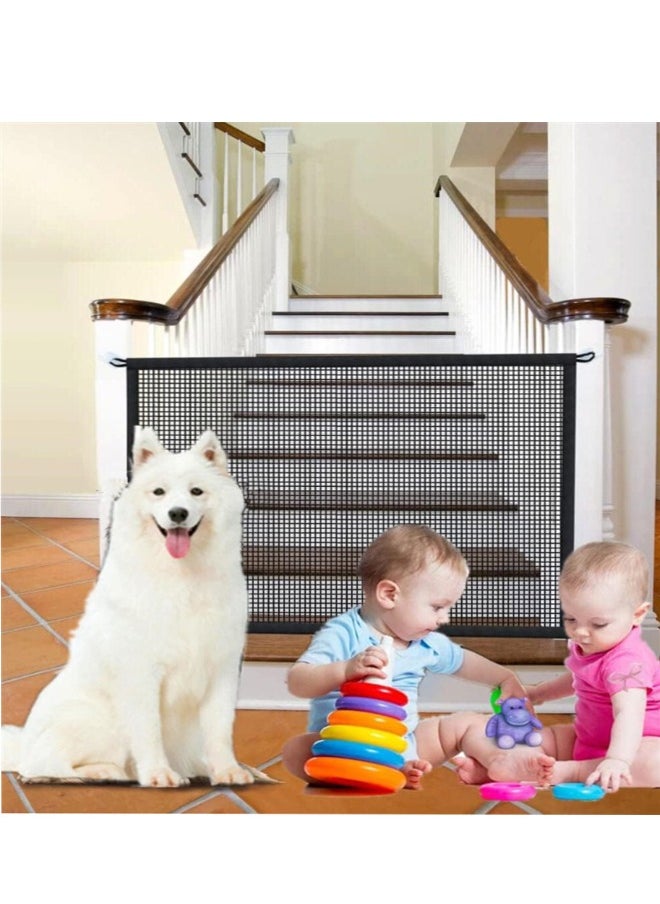 Generic Baby Gate for Stairs No Drill - 110cm W x 72cm H Portable Mesh Baby Gate Safe Guard Isolation Net for Stairs, Pet Gate Puppy Gate Dog Gate for Doorways  - Image 1
