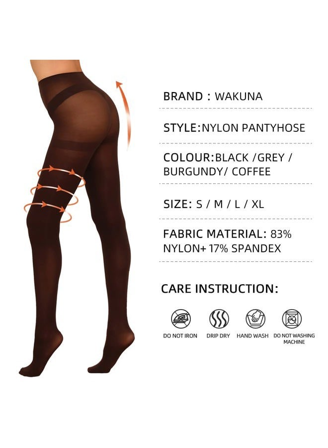 WAKUNA 2 Pairs Super Opaque Tights Control Top Pantyhose For Women, Black&navy Blue, L - Image 5