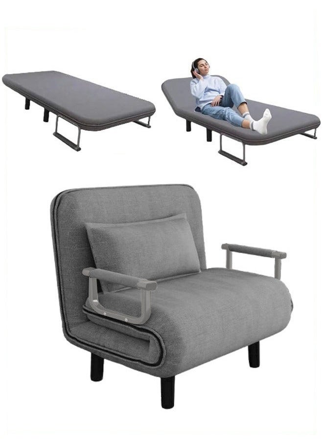 XiuWoo Convertible Sofa Bed, Folding Sofa Bed 3-in-1 Foldable Lounge Couch for Living Room Linen Fabric Armchairs Upholstered Lazy Bed, for Nursery Living Room Office Grey 65 * 190cm  - Image 1