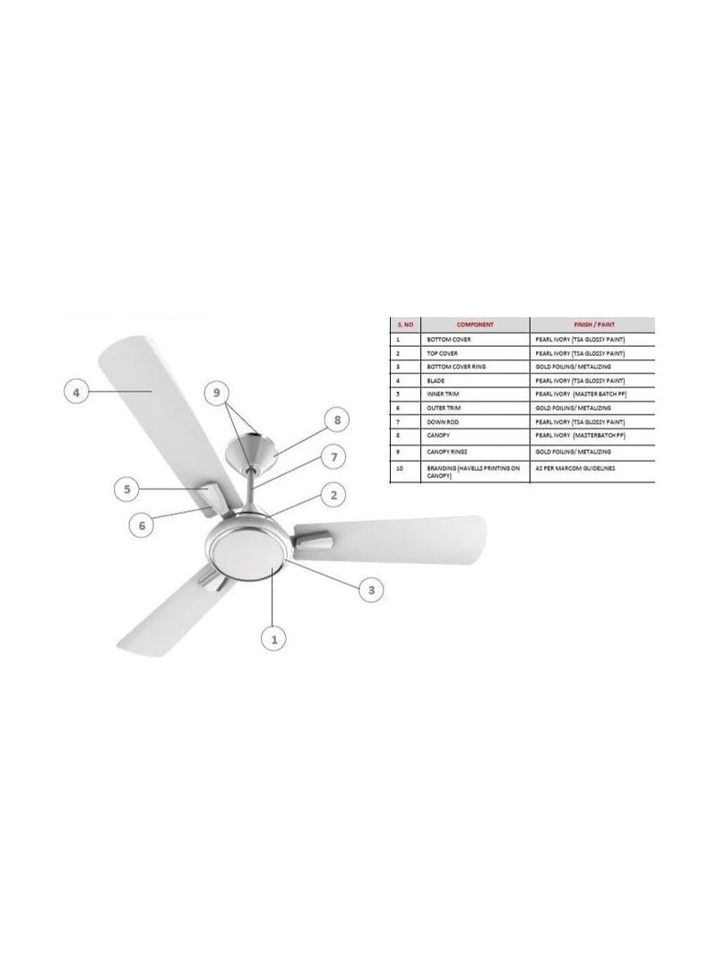 Havells CREW DECO CEILING FAN Energy Saver 56INCH  PEARL WHITE - Image 5