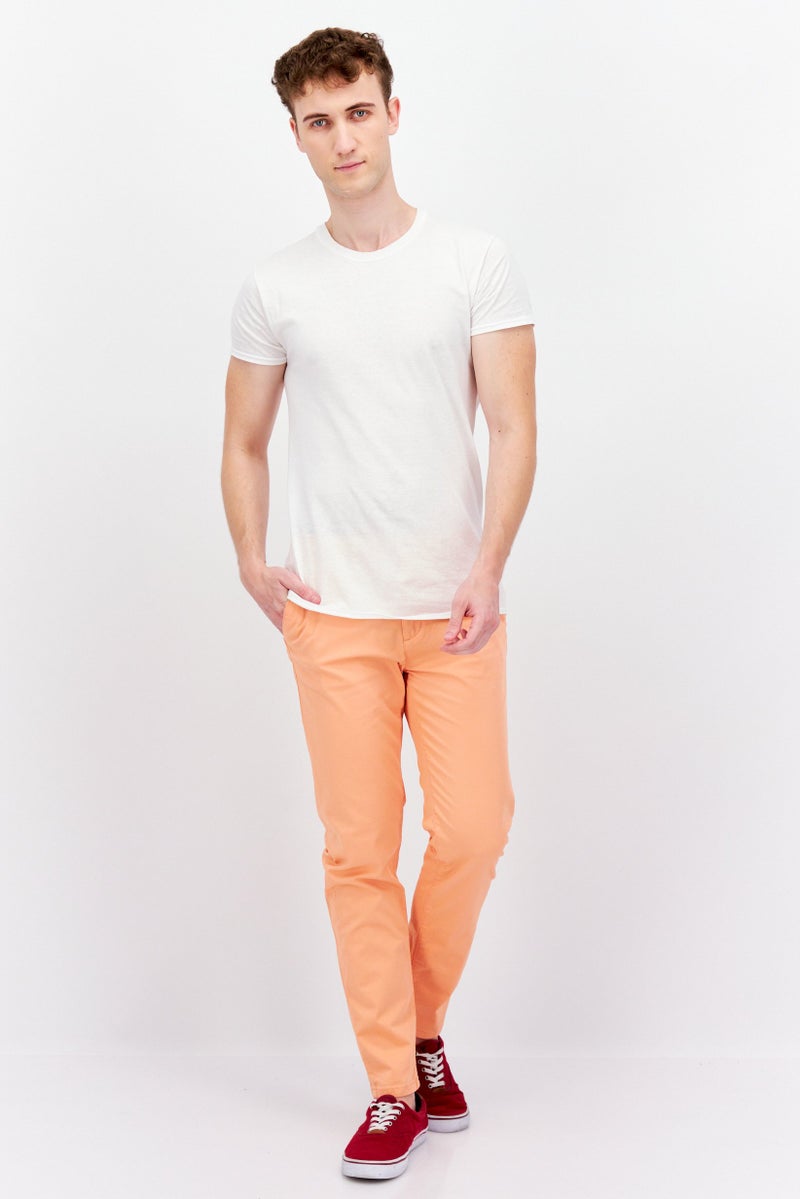 Sorbino Men Regular Fit Solid Chino Pants, Peach - Image 4