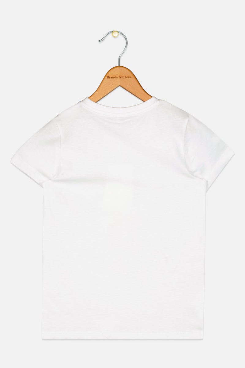 NAME IT Kids Girl Crew Neck Short Sleeve Graphic Print T Shirt, White - Image 3