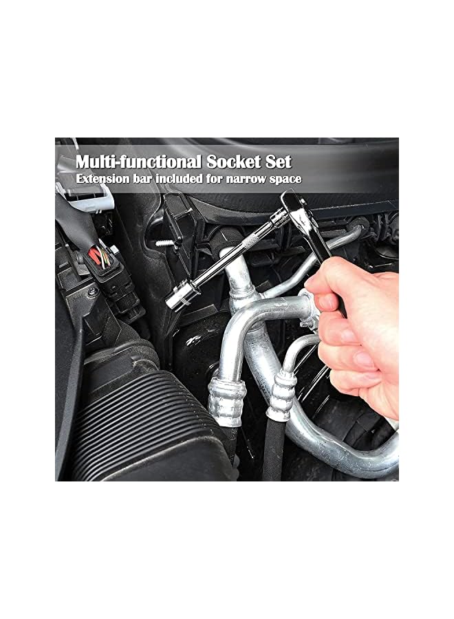 IAF Pcs Drive Socket Ratchet Wrench Set with Bit Socket Set Metric and Extension Bar for Auto Repairing Automobile Motorcycle Hardware Tool Combination Suit Household with Storage Case  - Image 2