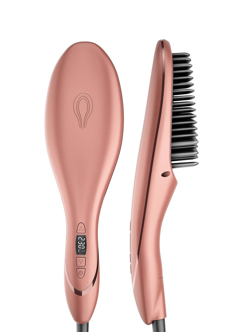 Rush Brush S3 Hair Straightening Brush, Fast Heat Up, Automatic Shut-Off - Rose Gold - Image 1