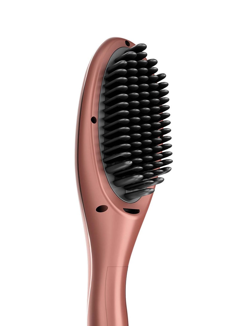 Rush Brush S3 Hair Straightening Brush, Fast Heat Up, Automatic Shut-Off - Rose Gold - Image 5