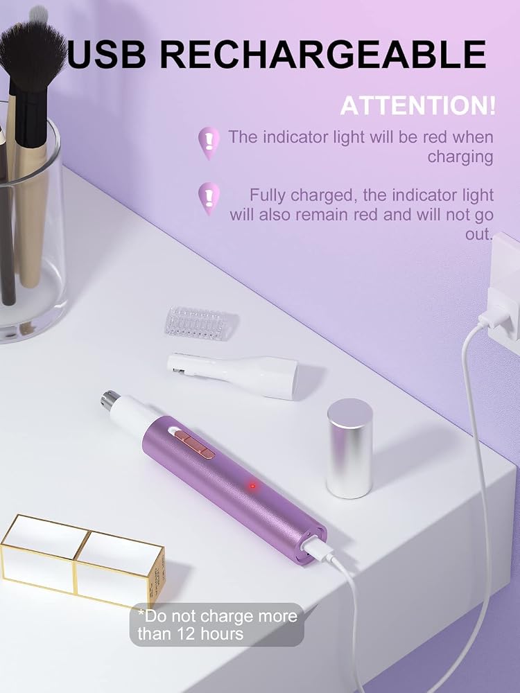 MAKINGTEC Nose Hair Trimmer for Women& Eyebrow Trimmer USB Rechargeable，Facial Hair Remover for Women，3 in 1 Eyebrow Razor and Painless Hair Remover，IPX6 Waterproof Dual Edge Blades for Easy Cleansing - Image 2