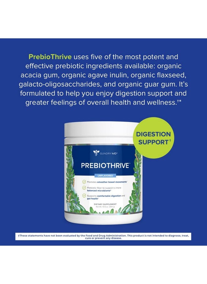 Gundry MD - ® Prebiothrive™ Prebiotic Supplement For More Comfortable Digestion Gut Health And A More Balanced Microbiome Unflavored Powder (30 Servings) - Image 1
