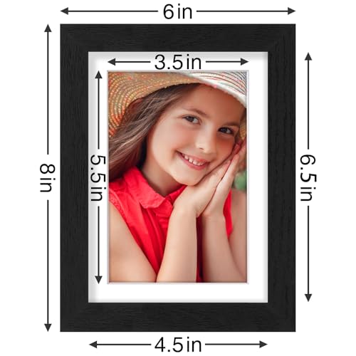 Vittanly 5x7 Picture Frames Set of 9 Shatter Resistant Plexiglass Display 4x6 Pictures with Mat or 5x7 without Mat Photo Frames for Wall or Tabletop Engineered Wood Black - Image 3