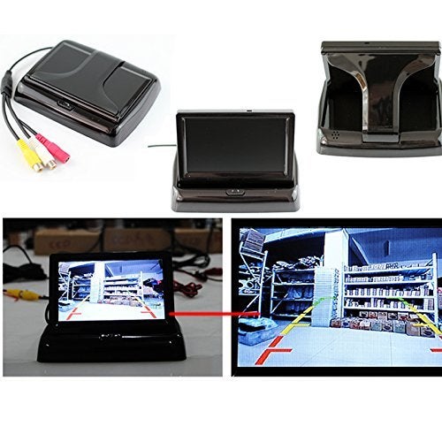 Ekylin Universal 4.3" Foldable Car Rear View Monitor with 2 RCA Channels, 12-24V Input, Auto Backup Screen for Truck, Car, DVD, and Media Player - Rear View Monitor with Dash Stand and 3M Sticker - Image 4