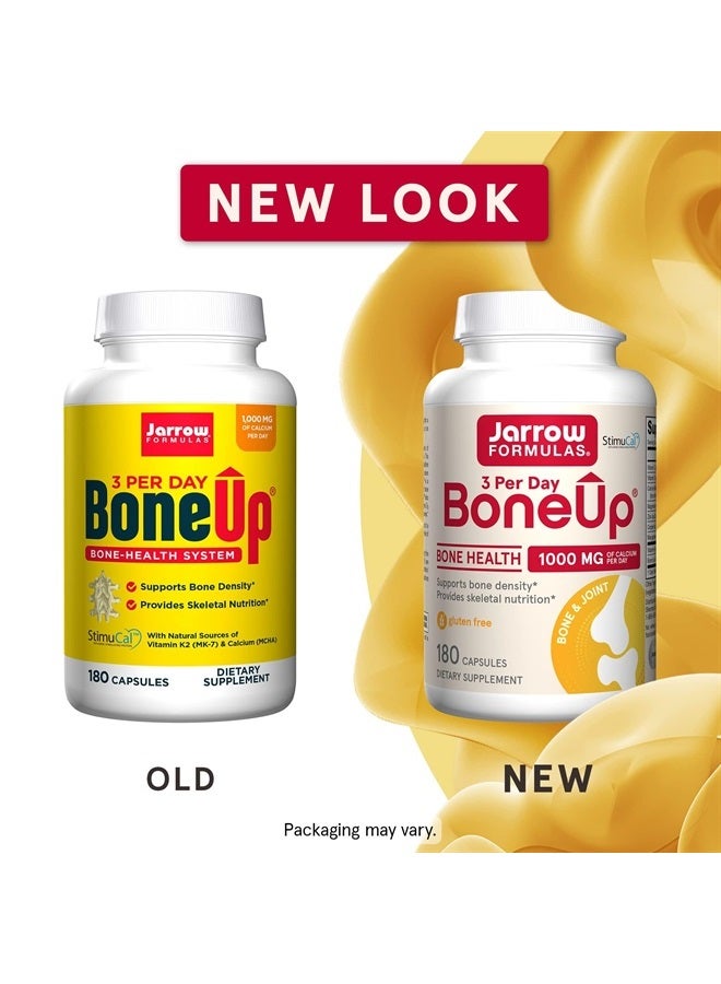 jarrow formulas BoneUp Three Per Day - 180 Capsules - Micronutrient Formula for Bone Health - Includes Natural Sources of Vitamin D3, Vitamin K2 (as MK-7) & Calcium - 60 Servings (Packaging May Vary) - Image 3