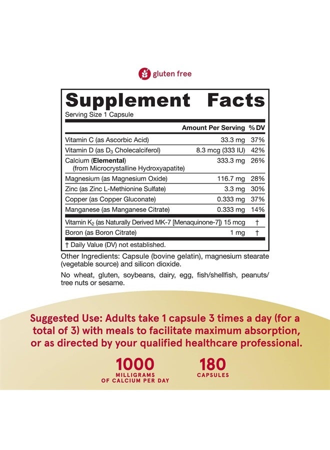 jarrow formulas BoneUp Three Per Day - 180 Capsules - Micronutrient Formula for Bone Health - Includes Natural Sources of Vitamin D3, Vitamin K2 (as MK-7) & Calcium - 60 Servings (Packaging May Vary) - Image 2