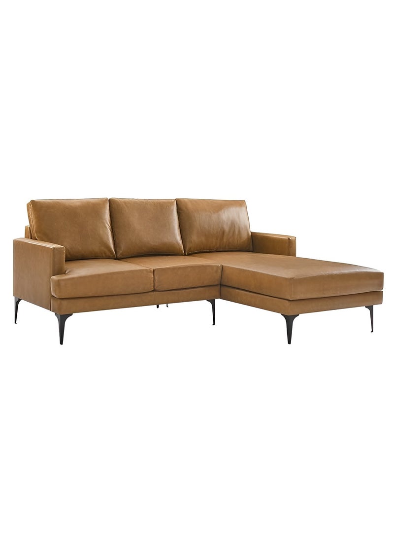 Generic Brown Antique Leather Corner Sofa with Chaise – L-Shaped Sectional Sofa in Antique Leather – Spacious Lounge Sofa for Living Room or Office  - Image 1