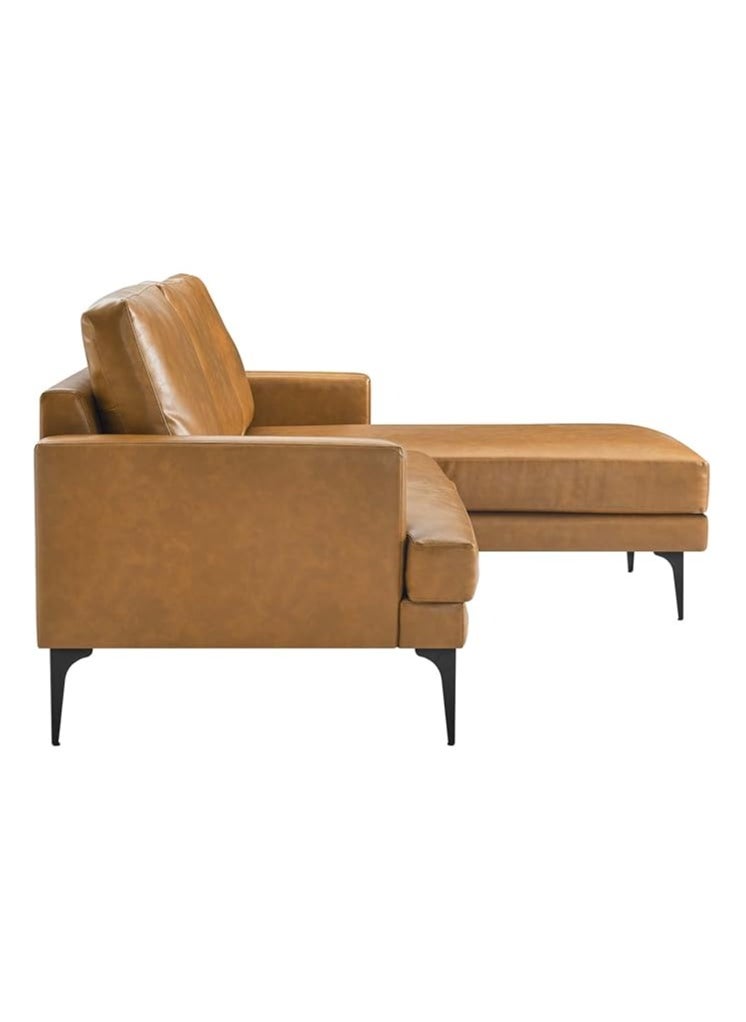 Generic Brown Antique Leather Corner Sofa with Chaise – L-Shaped Sectional Sofa in Antique Leather – Spacious Lounge Sofa for Living Room or Office  - Image 4