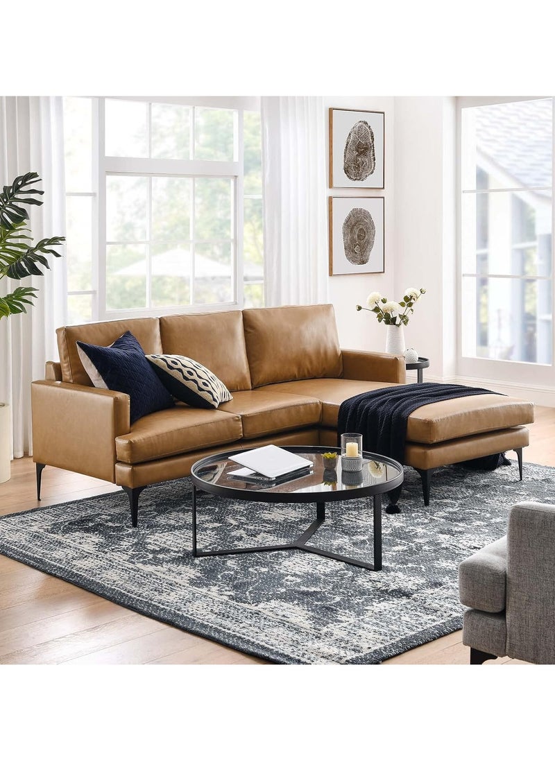 Generic Brown Antique Leather Corner Sofa with Chaise – L-Shaped Sectional Sofa in Antique Leather – Spacious Lounge Sofa for Living Room or Office  - Image 2