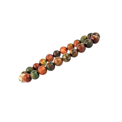 GEMSMANTRA Natural Picasso Jasper Stretchable Crystal Bracelet | Lab Certified 8mm Round Cut Beads | Unisex Healing Bracelet for Men & Women | Enhances Creativity, Balance & Harmony - Image 1