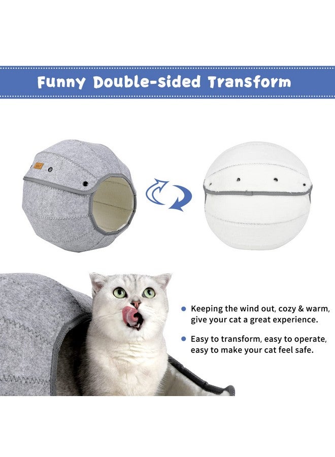 إيه إم جيه سرير قطط AMJ K·1 لطيف على شكل صدفة، للاستخدام الداخلي، ألعاب قطط تفاعلية على شكل كرة - كهف قطط ناعم ونفق حيوانات أليفة قابل للطي، كسرير لعب ممتع متعدد الوظائف للجراء والكلاب والقطط (أبيض فاتح) - Image 4