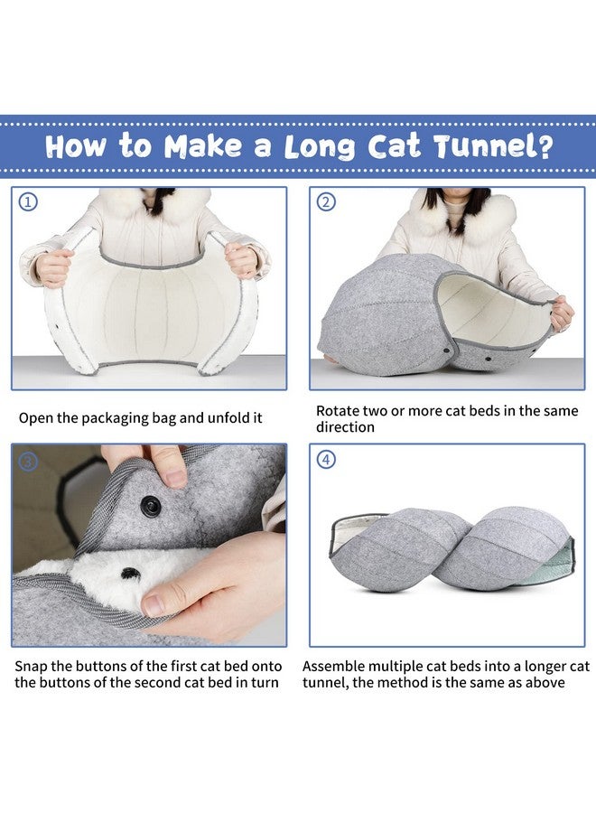 إيه إم جيه سرير قطط AMJ K·1 لطيف على شكل صدفة، للاستخدام الداخلي، ألعاب قطط تفاعلية على شكل كرة - كهف قطط ناعم ونفق حيوانات أليفة قابل للطي، كسرير لعب ممتع متعدد الوظائف للجراء والكلاب والقطط (أبيض فاتح) - Image 3