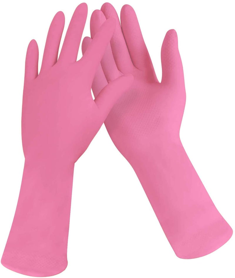 RBGIIT RBGIIT Premium Reusable Latex Silicone Safety Gloves for Washing Cleaning Kitchen Garden and Sanitation Colors pink 1 pair  - Image 1