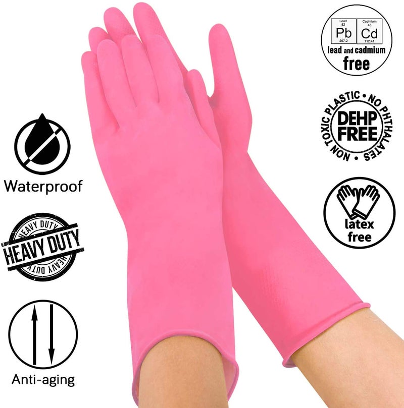 RBGIIT RBGIIT Premium Reusable Latex Silicone Safety Gloves for Washing Cleaning Kitchen Garden and Sanitation Colors pink 1 pair  - Image 3