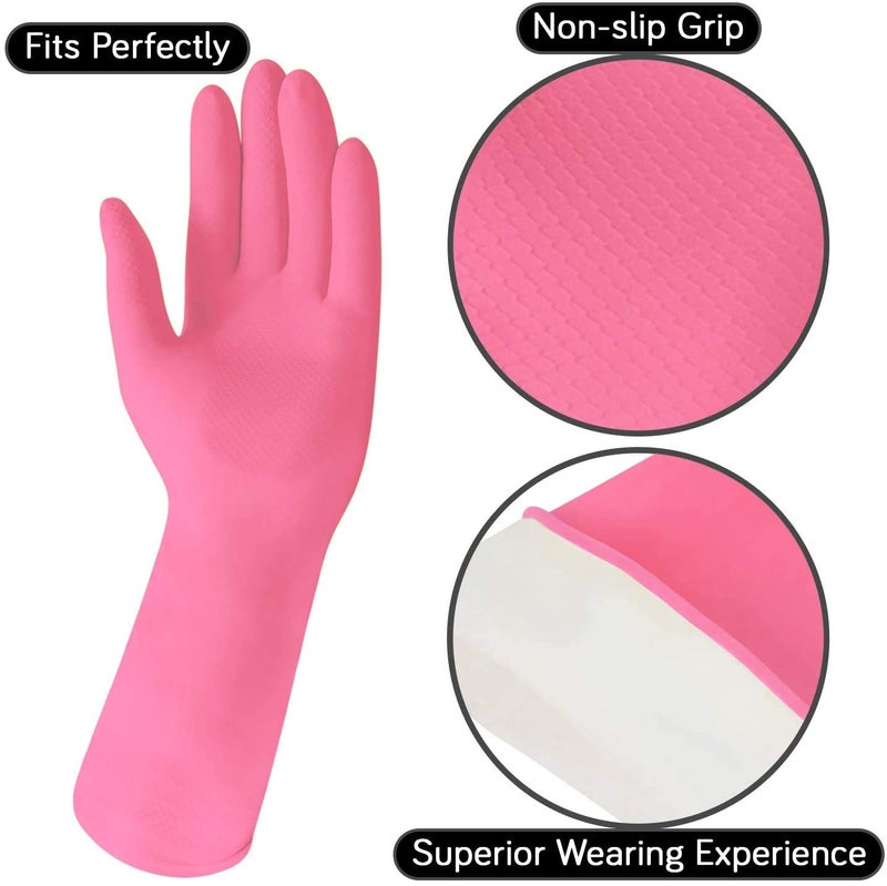 RBGIIT RBGIIT Premium Reusable Latex Silicone Safety Gloves for Washing Cleaning Kitchen Garden and Sanitation Colors pink 1 pair  - Image 2